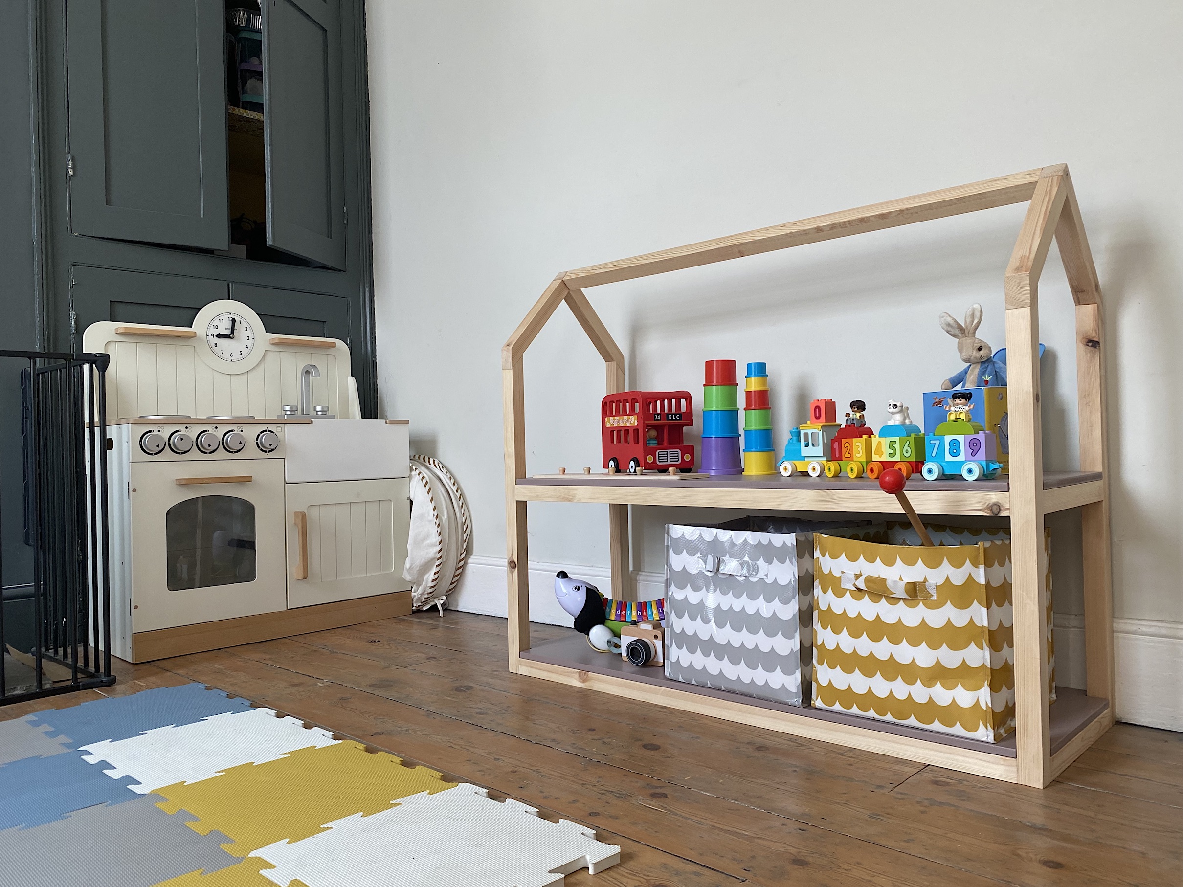 DIY toy storage in the shape of a house