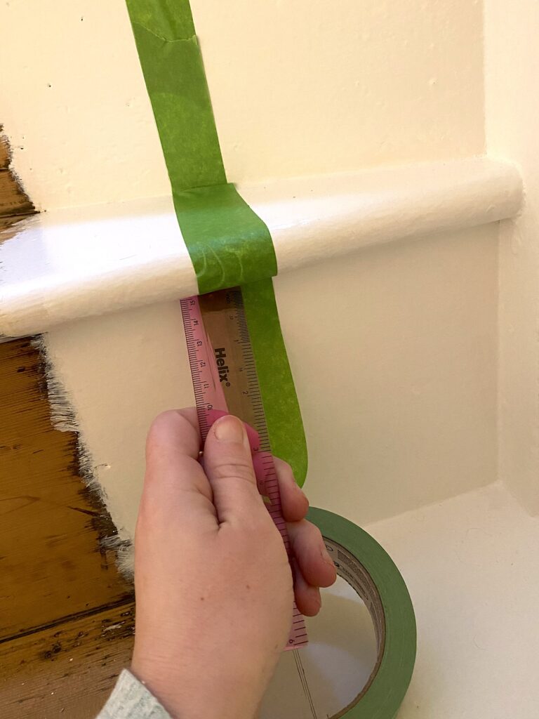 Using masking tape on stairs