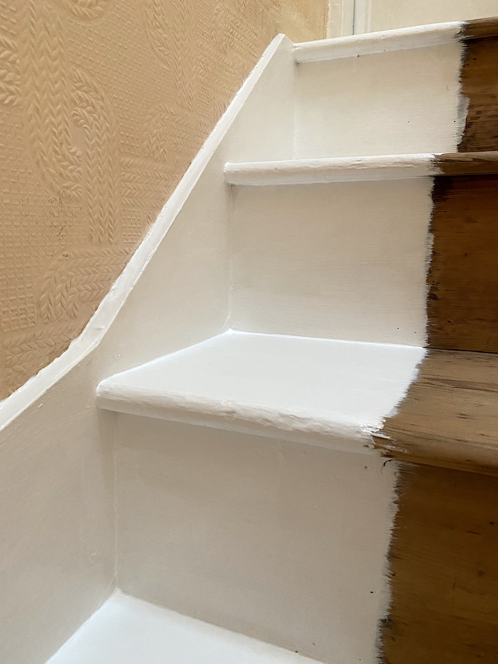 V33 white paint staircase