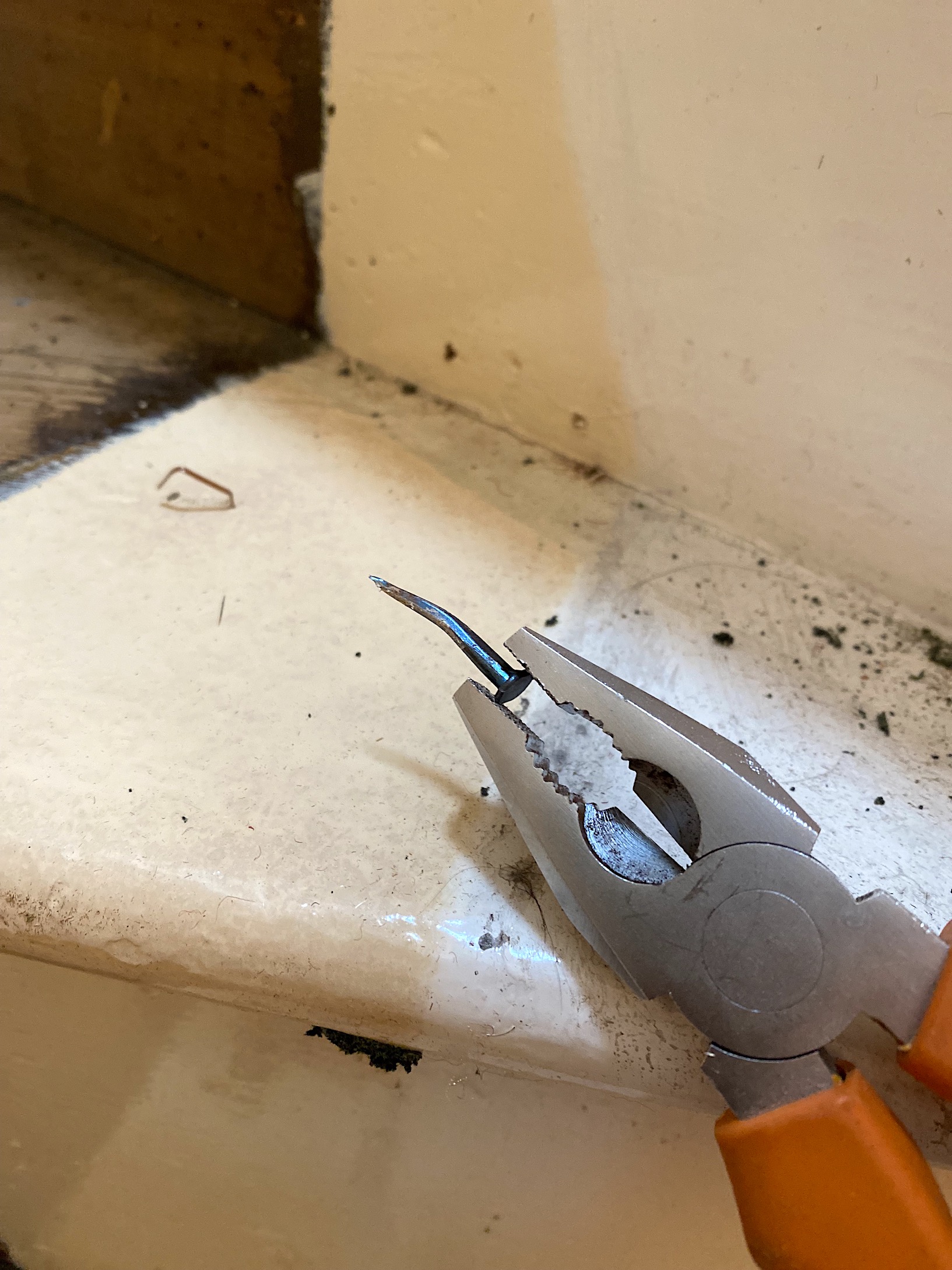removing nails on stairs