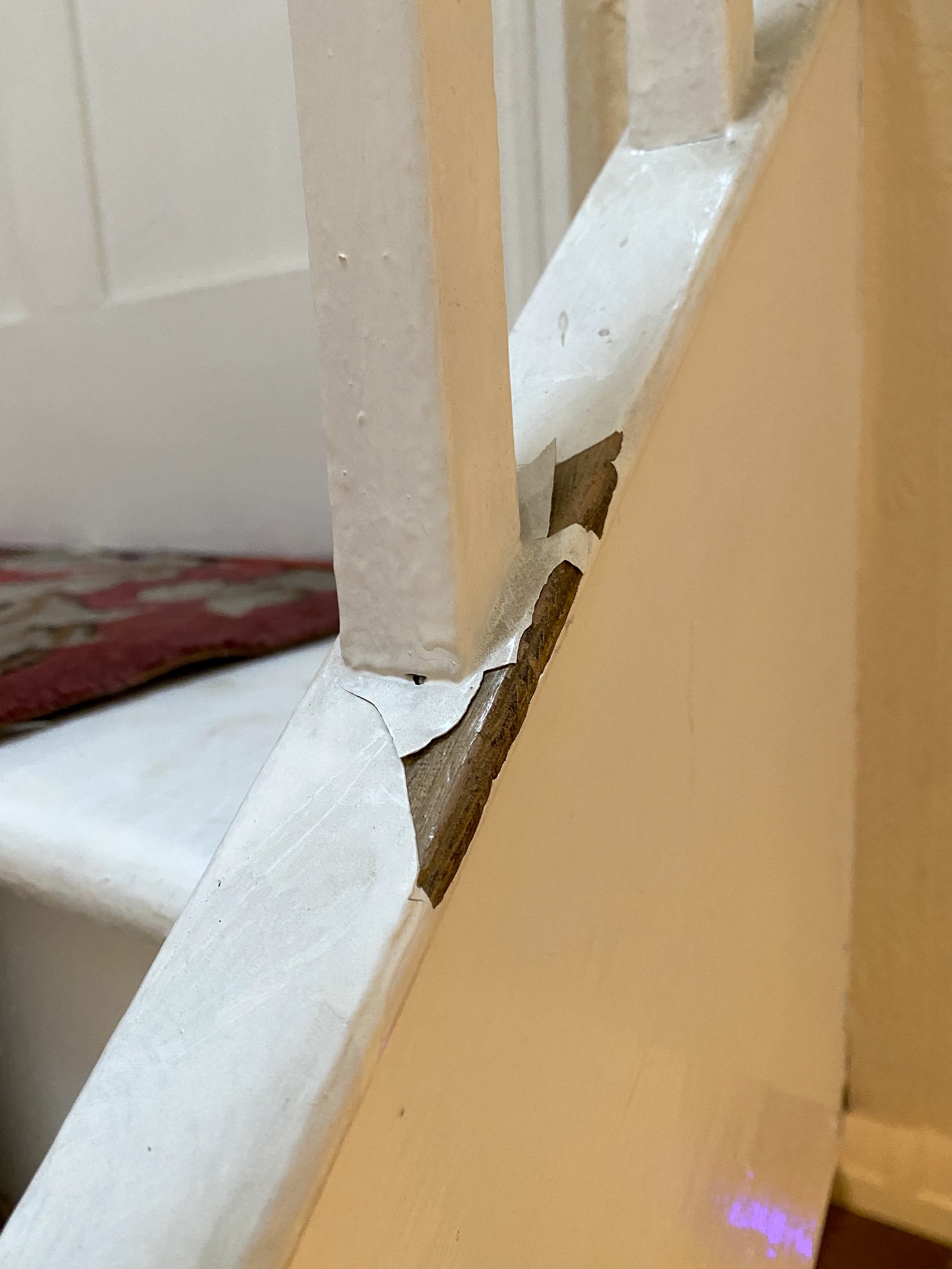repairing chipped paint on staircase