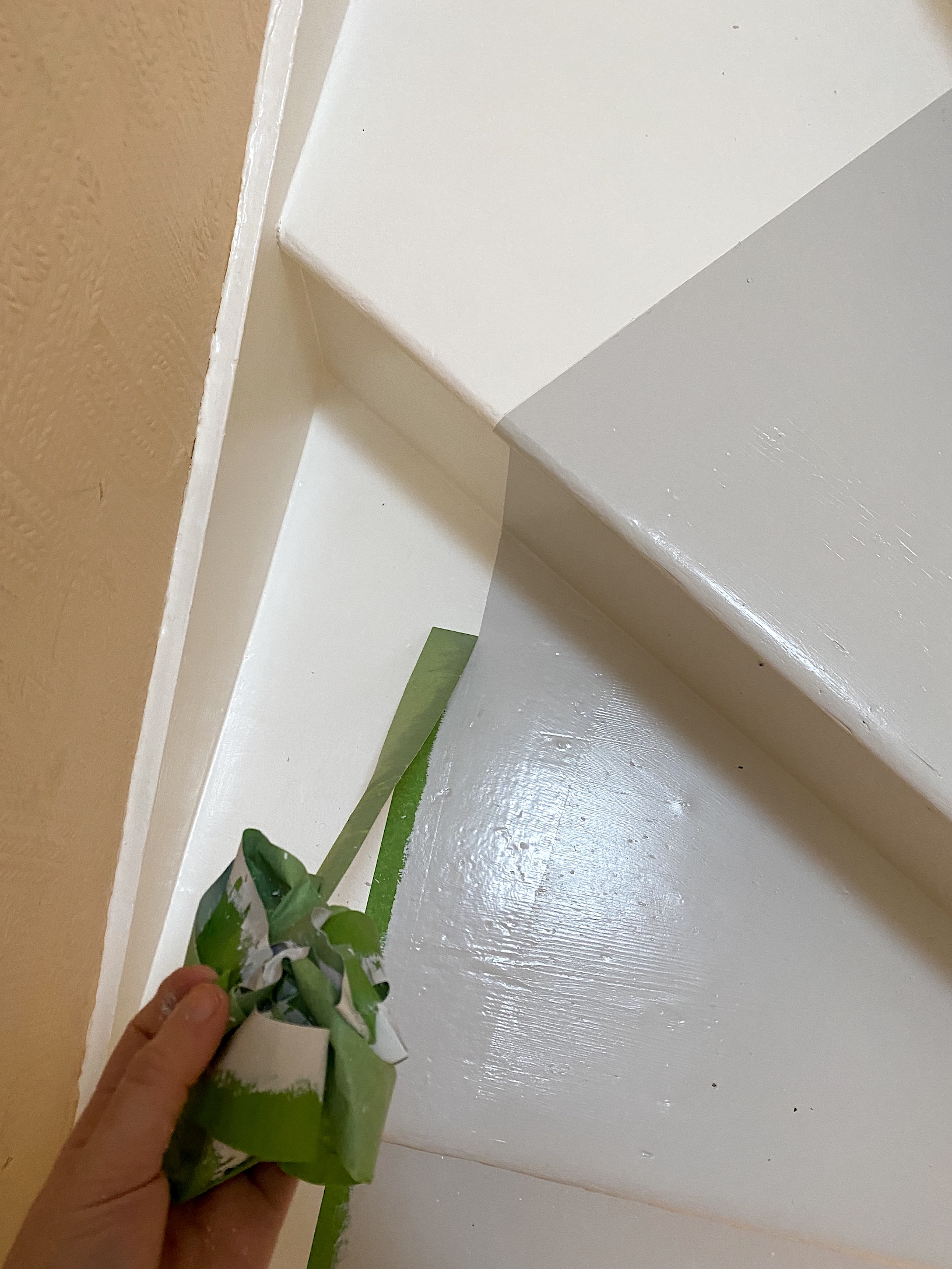 using masking tape to make painted stair runner